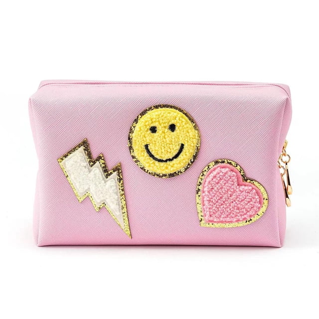 Bolsa de maquillaje de piel sintética, portátil, impermeable, bolsa de cosméticos, bolsa de viaje, organizador de accesorios de viaje, bolsa de maquillaje para mujer, rosa