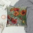 thumbnail image 2 of PIKWEEK  Ink Oil Painting Watercolor Red Orange Poppy Flowers Green Leaves Decorative Lumbar Throw Pillow Cover Case Home Living Room Bed Sofa Car Cotton Linen Rectangular, 2 of 5