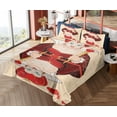 thumbnail image 4 of Ambesonne Cartoon Fitted & Top Sheet Set with Shams, Queen Cards, Red Brown Ecru, 4 of 5