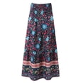 thumbnail image 5 of Skirts for Women Skirt Women's Bohemian Skirt with High Waist A-Line Flowing Design for Summer Pleated Long Skirt Full-Length Casual Daywear Red S, 5 of 6