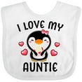 thumbnail image 3 of Inktastic I Love My Auntie with Cute Penguin and Hearts Girls Baby Bib, 3 of 4
