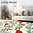 thumbnail image 2 of ODIKA 6'x9' Machine Washable Non-Slip Area Rug, Charming Finch Mistletoe Branch Tree Protector Holiday Accent High Traffic Rug, Red, 740969, 2 of 7
