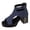 Blue, variant on Womens Dressy Sandals 2026 Fashion Casual Hollow out Floral Leather Platform Gladiator Chunky Block High Heels Back Zipper Summer Ankle Booties Blue Size 7