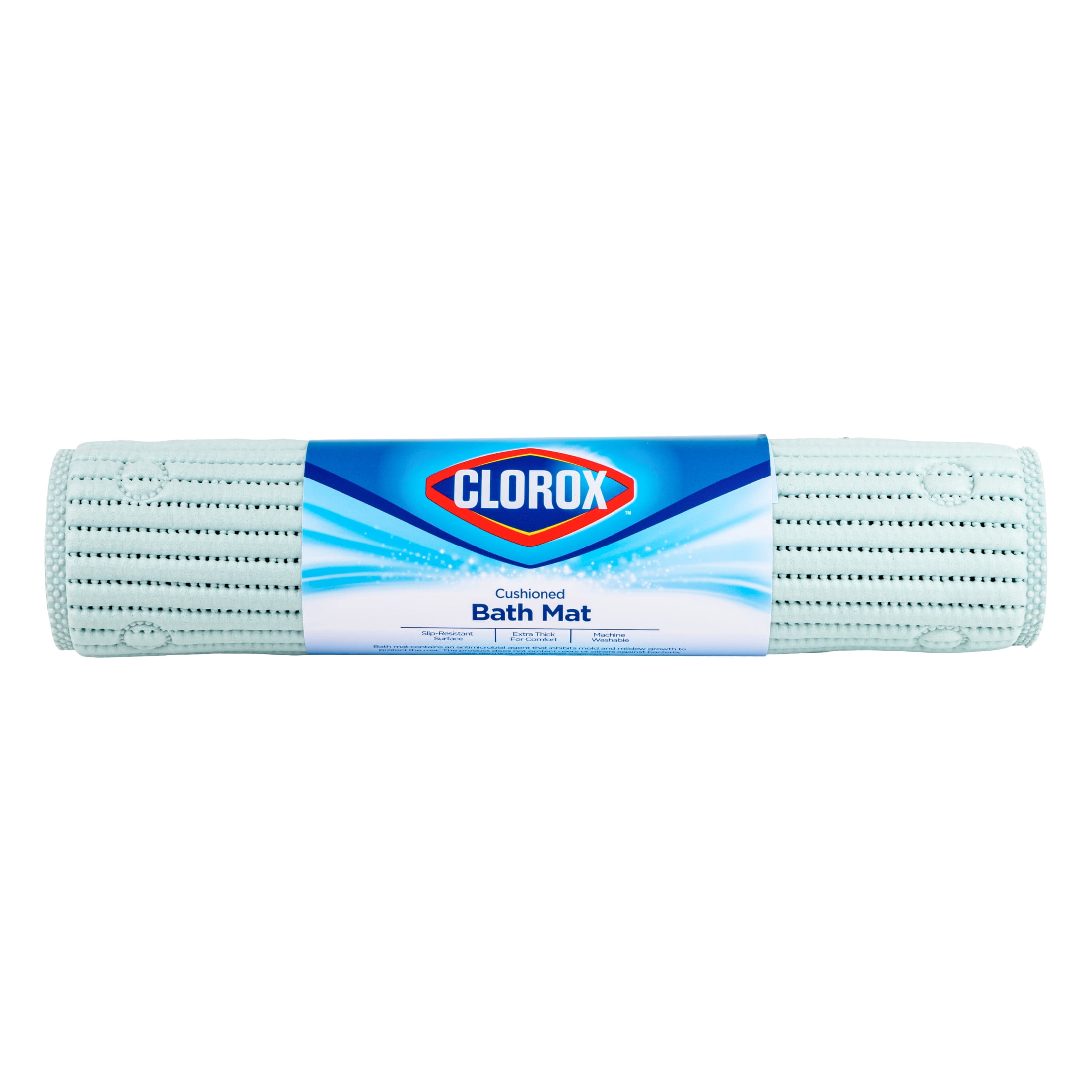(2 pack) Clorox Sky Blue Cushioned Bathtub Mat with Suction Cups, 17 in. x 36 in.