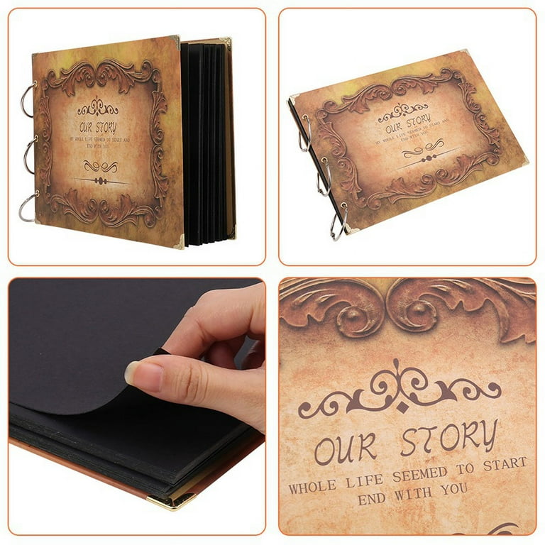 RECUTMS Our Adventure Book Scrapbook Photo Album 80 Pages Retro Brown Hold  160 4X6 Photos 