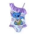 thumbnail image 1 of Traje de baño Disney Stitch para niñas de una sola pieza, color morado, talla 3T, 1 of 6