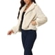thumbnail image 4 of Abrigo Recortado de Piel Sintética para Mujeres, Chaqueta de Moda de Invierno, Frente Abierto, Solapa Notch, Manga Larga, Abrigo Esponjoso S Beige, 4 of 6