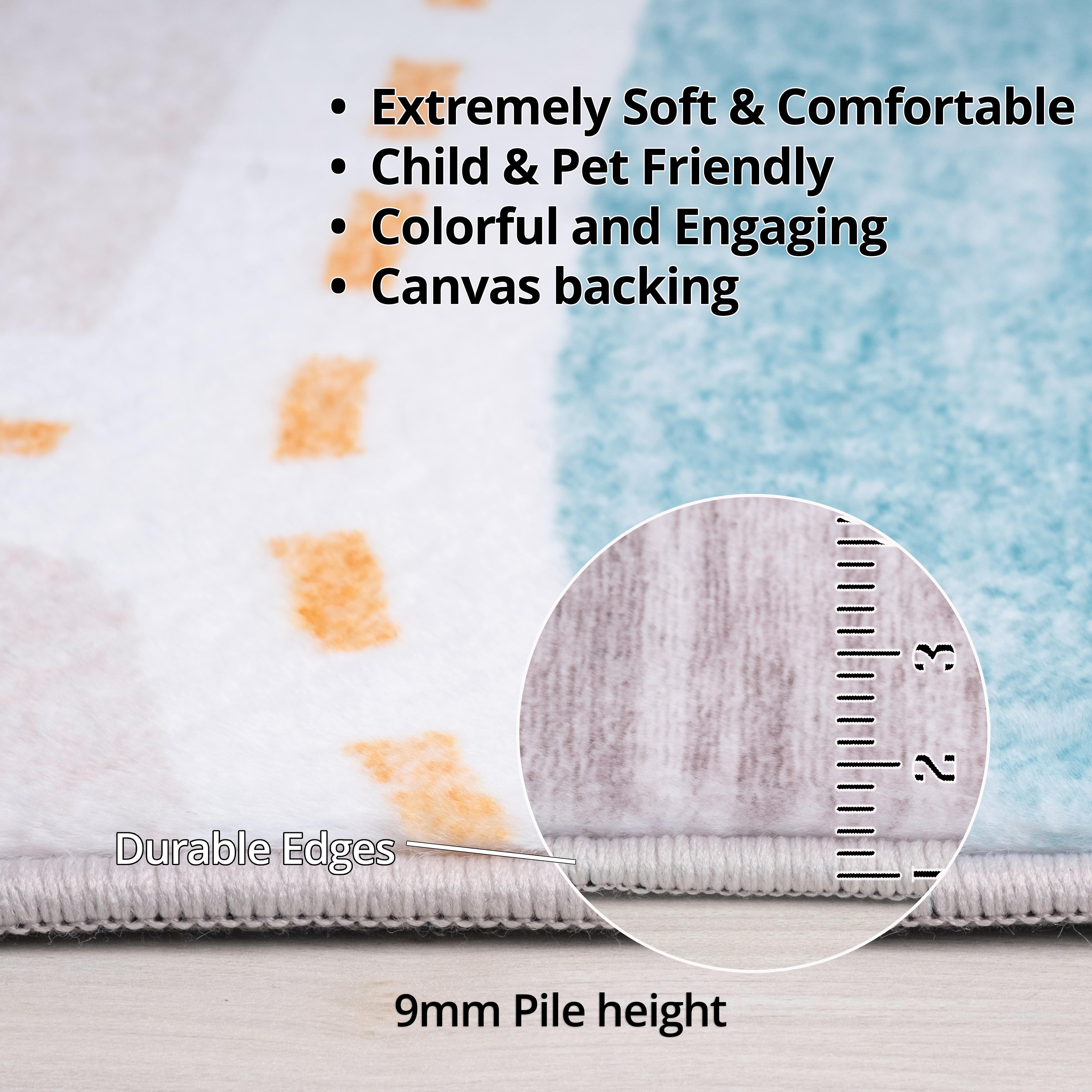 Rug Branch Soft Steps Playtime City Road Map, Tapis d'apprentissage educatif doux, Bleu Gris - Garcons et filles dans la salle de jeux, la creche, la chambre a coucher