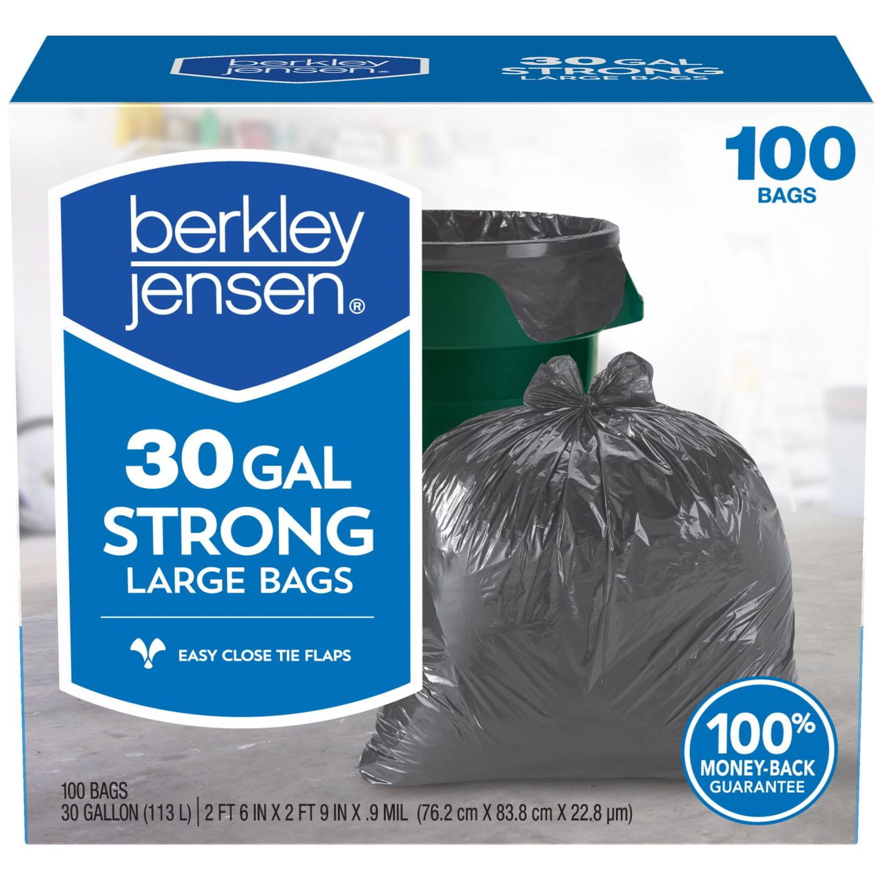 Product of Berkley Jensen 30Gal. .95mil Large Bags, 100 ct. Walmart