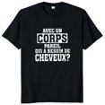 thumbnail image 1 of Camiseta Do Corps Like This Require Hair divertida camiseta con texto francés Humor calvo regalo de papá camisetas de algodón suave Unisex talla europea, 1 of 7