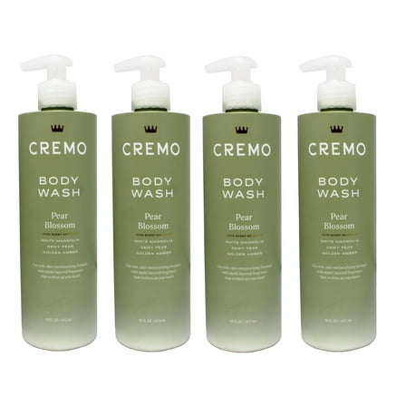 4 Pack - Cremo Pear Blossom Skin Moisturizing Body Wash for Women, with Scent Notes of White Magnolia, Dewy Pear, Golden Amber, 16 FL OZ