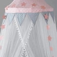 thumbnail image 3 of Baby Crib Canopy, Blue Pink Stars Mosquito Net Curtain Canopy Dome Princess Bed Tent, Bedroom Decoration Dressing Reading Playhouse (Pink), 3 of 5