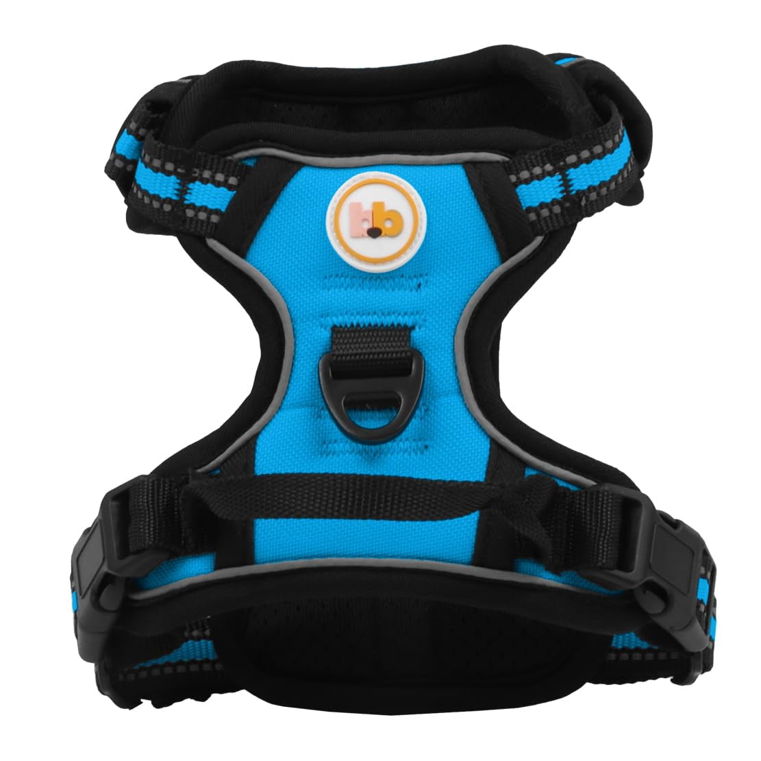Buddy's Best Dog Harness, No-Pull Pet Harness with 2 Leash Clips, Adjustable Soft Padded Reflective Safety Pet Harness for No-Choke Pet Training (Blue, Medium)