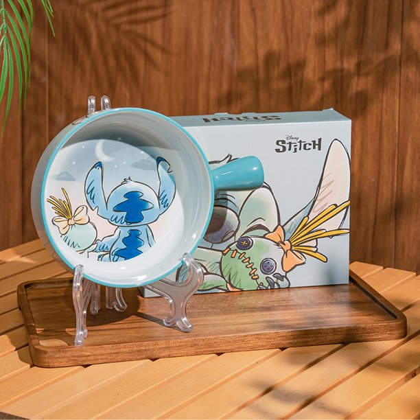 Juego de vajilla de cerámica Stitch, cuenco bonito, cuchara, palillos, taza, caja de regalo, regalo de oso de fresa, vajilla de regalo para mujer