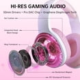 thumbnail image 6 of AOC Wireless Gaming Headset 2.4GHz for PS5/PS4/PC/Switch/Xbox - Bluetooth 5.3 Headphones with 7.1 Surround Sound, RGB Lights, Pink, 6 of 8