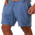 thumbnail image 1 of Men Shorts  Solid Color High Waist Cotton Linen Short Pants Casual, 1 of 6