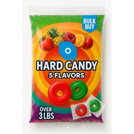 Hard Candy Bag 5 Flavors, Over 3 lbs Hard Candy Individually Wrapped for Goodie Bags, Road Trips, Treats, Offices, Celebrations, 50-Ounce Party Size 28098