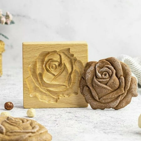 

H7EA Exquisite Vivid Pattern Cookie Mold Pine Cone Flower Windmill Shape Durable Wood Cookie Biscuit Press Stamp Mold