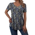 thumbnail image 5 of FOLUNSI Women’s Plus Size Tops V Neck Short Sleeve Shirt Floral Blouses Tunic Tops M-4X, 5 of 6