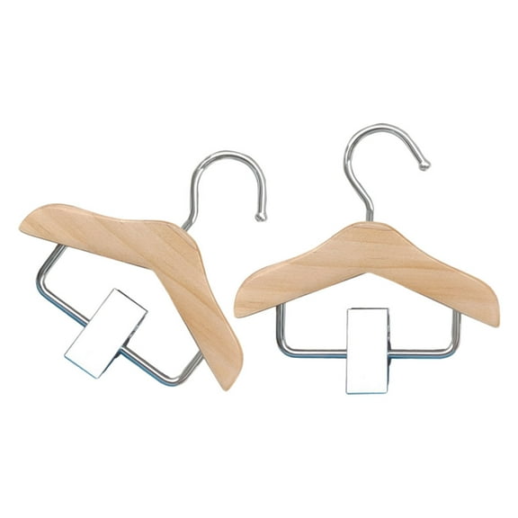 Soimiss Small Hangers 2Pack Beige Wood Metal For Children Clothes Home Use