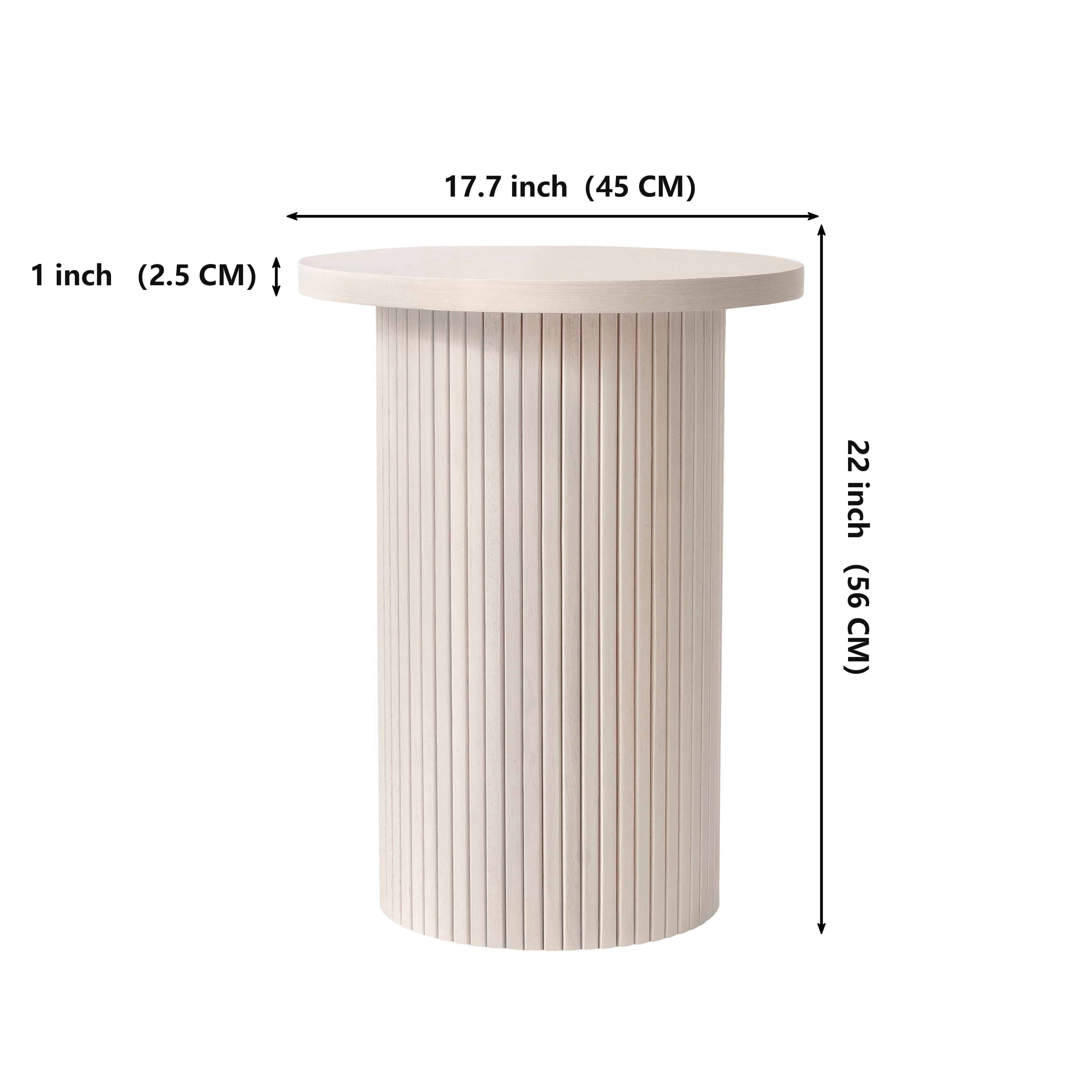 SHYFOY Round Solid Wood End Table White Pedestal Side Table Living Room Furniture Accent End Table with Solid Wood Base