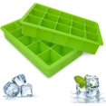 thumbnail image 1 of Bandeja duradera de gran tamaño, fácil liberación, paquete de 2 bandejas de cubitos de hielo flexibles, verde, perfectas para bebidas, cubitos de hielo de fusión lenta, reutilizables y sin BPA,, 1 of 5