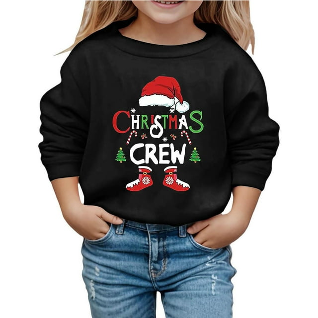 Chandail à Capuchon pour Grand Enfant, Chandail à Capuchon Confortable pour Grand Garçon, Chandail de Noël à Cordon pour Femmes et Chats, Chandails en Molleton à Manches Longues Col Rond Imprimé Lettres Légers, Blouse Noire 8-9 Ans