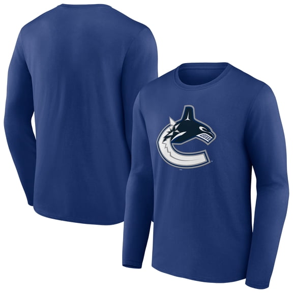 Men's Blue Vancouver Canucks Primary Logo Long Sleeve T-Shirt