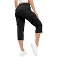 thumbnail image 4 of Dwellite Womens Quick Dry Cargo Capris with Pockets Loose Fit Casual Capri Pants Dressy Lightweight Ladies Baggy Cargo Pants for Hiking Black S, 4 of 6