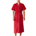 thumbnail image 2 of Frnrwgo Men's Absorbent Terry Robe Short Sleeve V Neck Tie Waist with Pocket Quick Dry Lightweight Bathrobe for Summer, 2 of 3