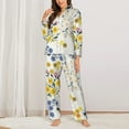 thumbnail image 3 of Kll Wildflower Honeybee Print Women'S Long Sleeve Pajamas With Pants Sleepwear Loungewear 2 Set-X-Large, 3 of 9