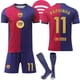 thumbnail image 1 of 2024-2025 Barcelona Home Kids Adult New Football Shirt With Socks No.11 Raphinha, 1 of 2