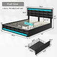 thumbnail image 2 of Afuhokles Full Bed Frame, Leather Platform Bed with Storage Drawers and Charging Station, Upholstered LED Bed Frame with Adjustable Headboard, Black, 2 of 8