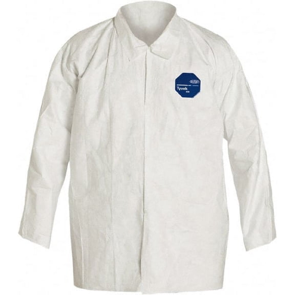 50 Pack Dupont Size L White Tyvex Long Sleeve Shirt 38-1/4 to 41-3/4" Chest