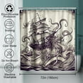 thumbnail image 3 of Nautical Octopus Monster Sailboat Theme Fabric Nautical Shower Curtain Sets Ocean Bathroom Decor with Hooks Waterproof Washable 72W x 72H inches Retro Colors and Black, 3 of 6