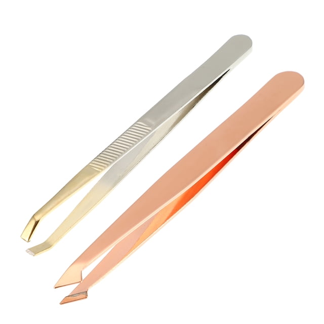 Pinzas para Cejas Unique Bargains 2 Piezas Herramienta de Aseo de Acero Inoxidable Tono oro rosa