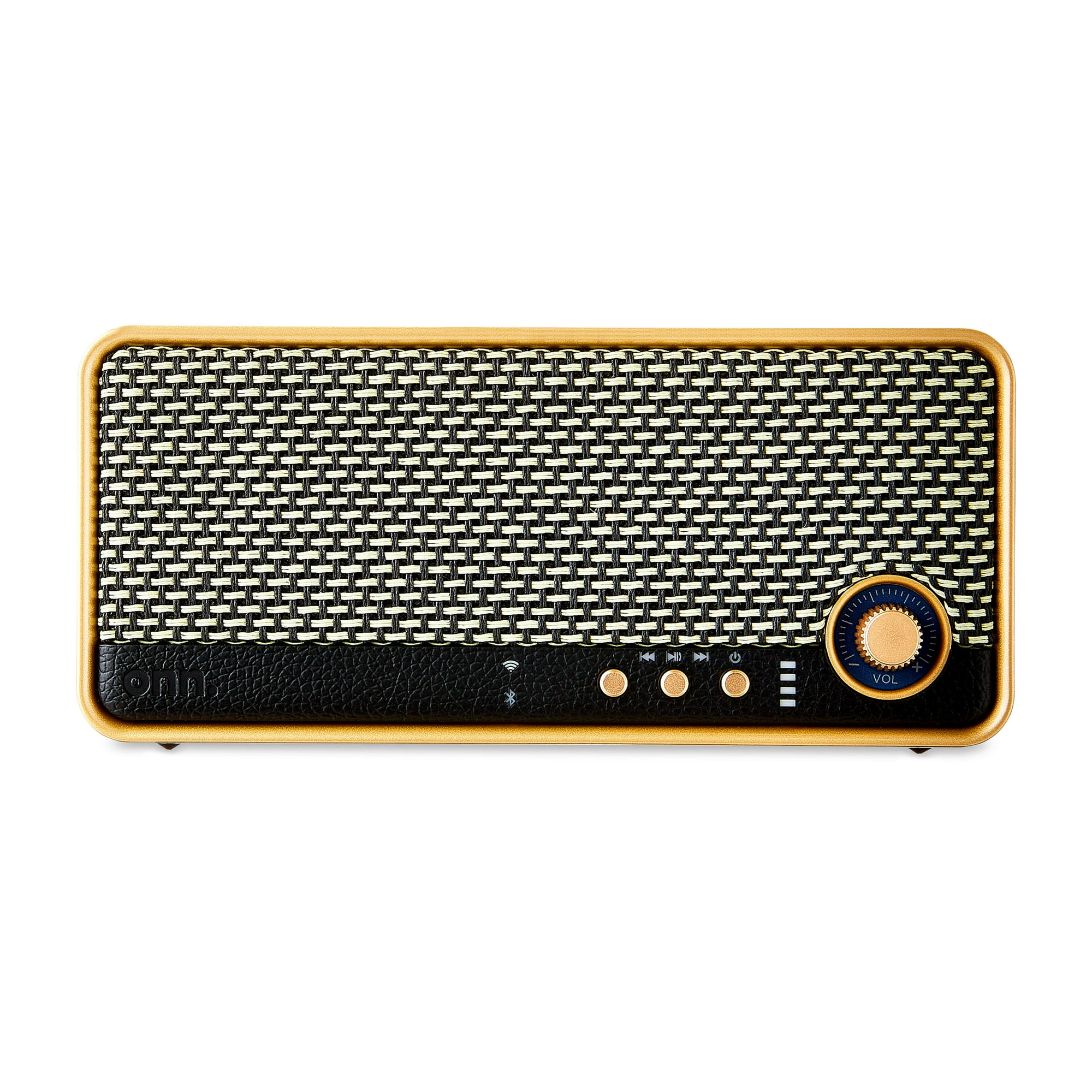 onn Medium Black Wi-Fi Speaker with Multi-Directional Sound and Bluetooth