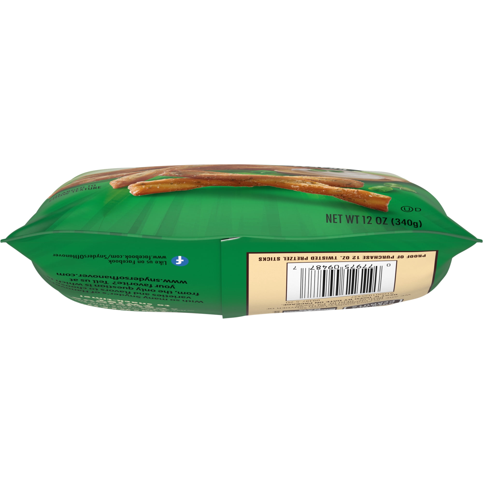 (3 pack) Snyder's of Hanover, Sour Cream & Onion Twisted Pretzel Sticks, 12 oz Bag