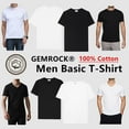 thumbnail image 3 of Mens 100% Cotton Casual T-Shirt Black White Short Sleeve Tee Crew Neck V-Neck, 3 of 6