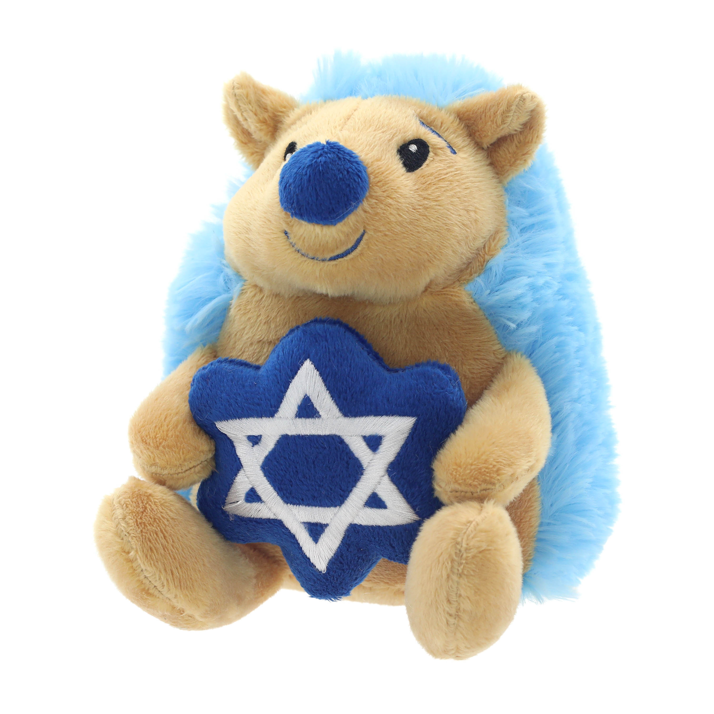 (4 pack) Hanukkah Blue Hedgehog Child's Plush Toy, 7 in, by Way to Celebrate