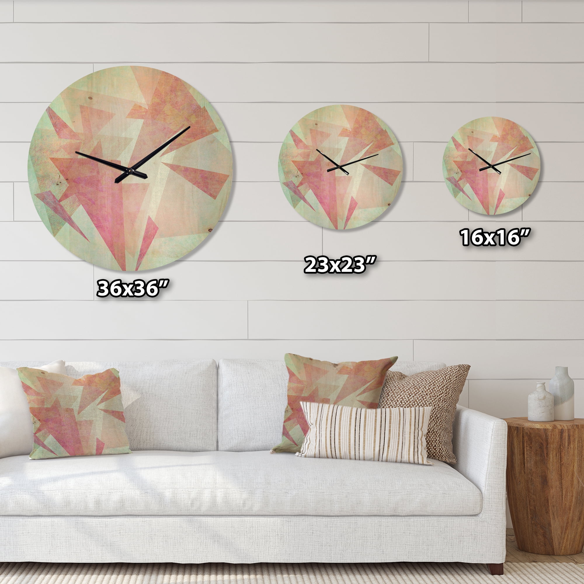 Designart 'Traditional Triangular ' Farmhouse Wood Wall Clock