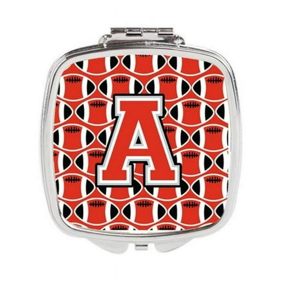 Carolines Treasures  Letter A Football Scarlet & Grey Compact Mirror - Scarlet & Grey