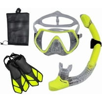Mask, fins, snorkel set, including adult snorkeling equipment, panoramic diving mask, Trek fins, dry snorkel   travel bag