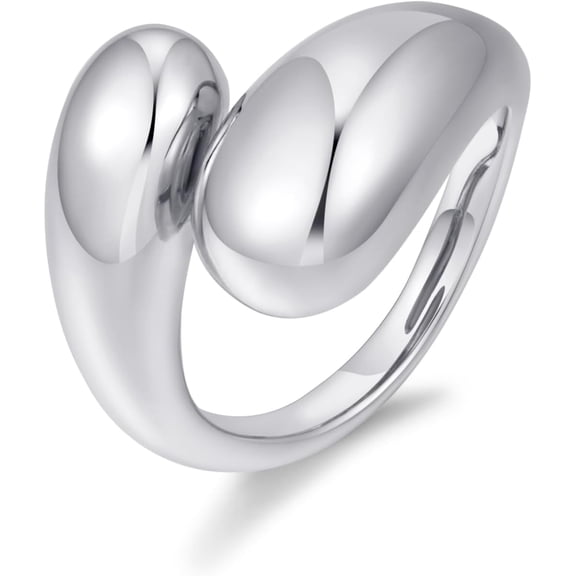 Chunky Open Rings for Women Gold Silver Adjustable Dome Teardrop Rings Bold Thick Statement Rings Simple Stackable Band Rings