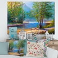 thumbnail image 2 of Designart ' Green Trees By The Bridge Over River ' Traditional Canvas Wall Art Print, 2 of 3