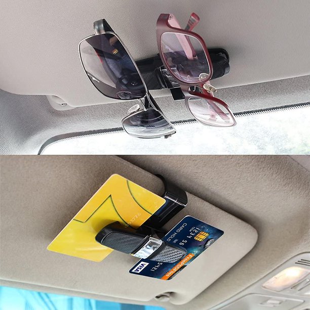 Montura de gafas para gafas de sol con visera de coche con clip Suministros de coche multifuncionales Gafas de sol Visera de doble clip Gafas de sol Bill Clips 4pcs Bla