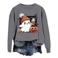 thumbnail image 4 of Halloween Sweatshirt for Women Hoodless Sweatshirt Oversized Crewneck Long Sleeve Pullover for Women Cozy Sweatshirt Grey XXL, 4 of 4