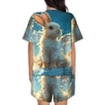 thumbnail image 6 of Rateoe Cute Angel Winged Rabbit Pattern Women's Short-Sleeved Pajama Set - 2 Piece Soft and Lightweight Sleepwear Set-4X-Large, 6 of 7