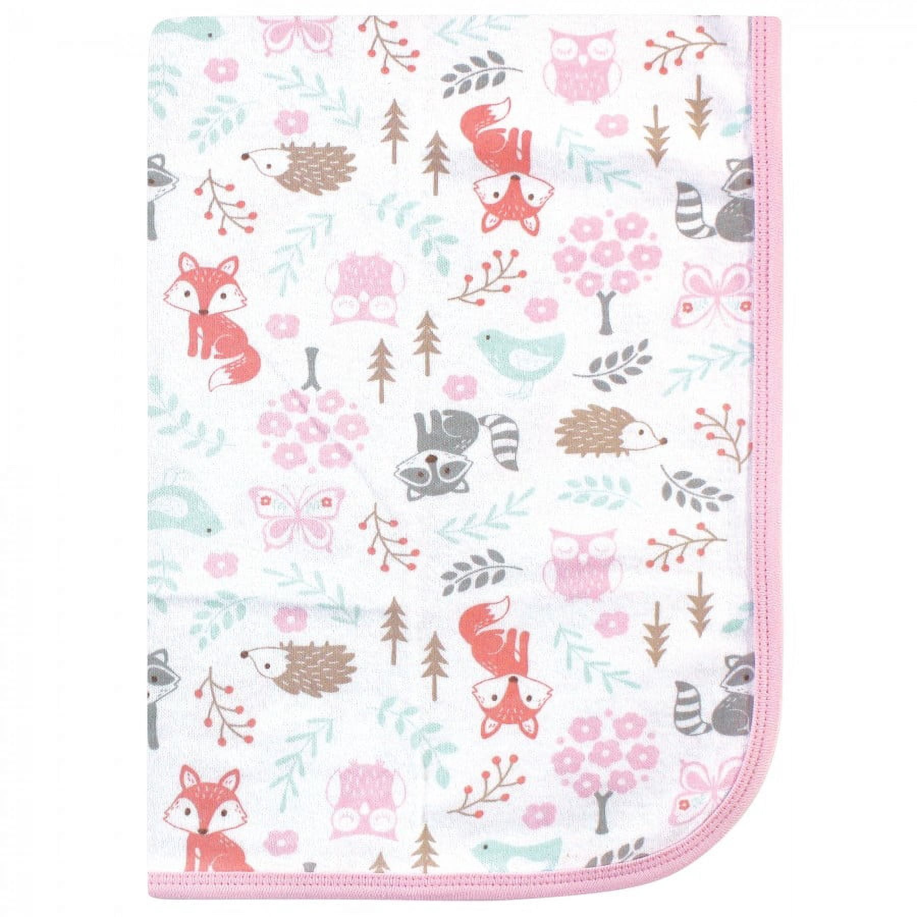 Hudson Baby Infant Girl Cotton Swaddle Blankets, Woodland Fox, One Size