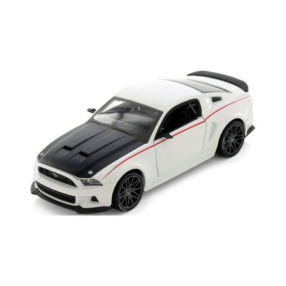 2014 Ford Mustang Street Racer Hardtop, White w/Black Hood, Showcasts 38506W - 1/24 Scale Model Car